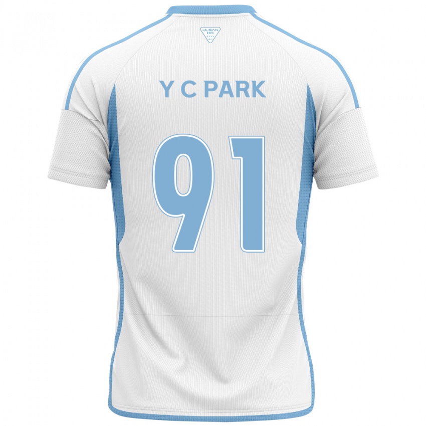 Niño Camiseta Chu-Young Park #91 Blanco Azul 2ª Equipación 2024/25 La Camisa México