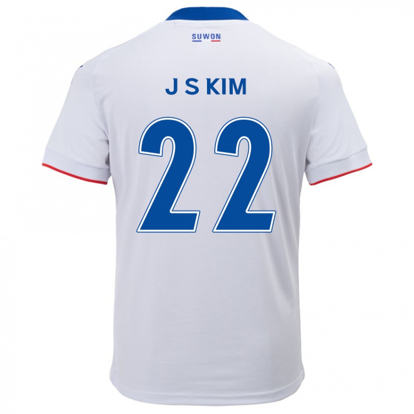 Niño Camiseta Sang-Jun Kim #22 Blanco Azul 2ª Equipación 2024/25 La Camisa México