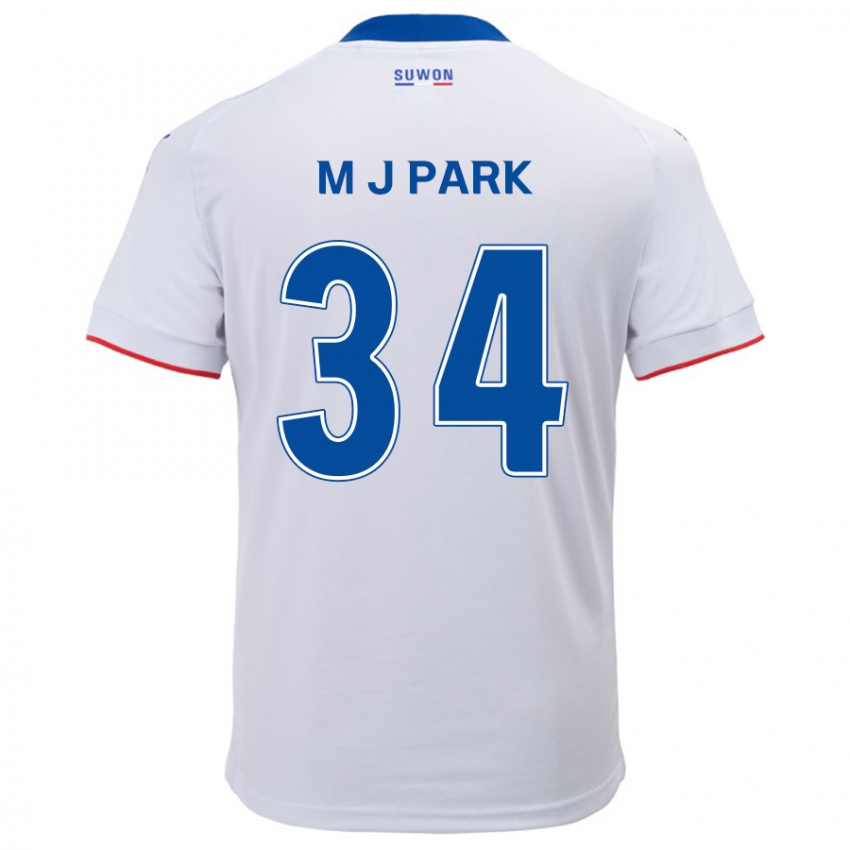 Niño Camiseta Ji-Min Park #34 Blanco Azul 2ª Equipación 2024/25 La Camisa México