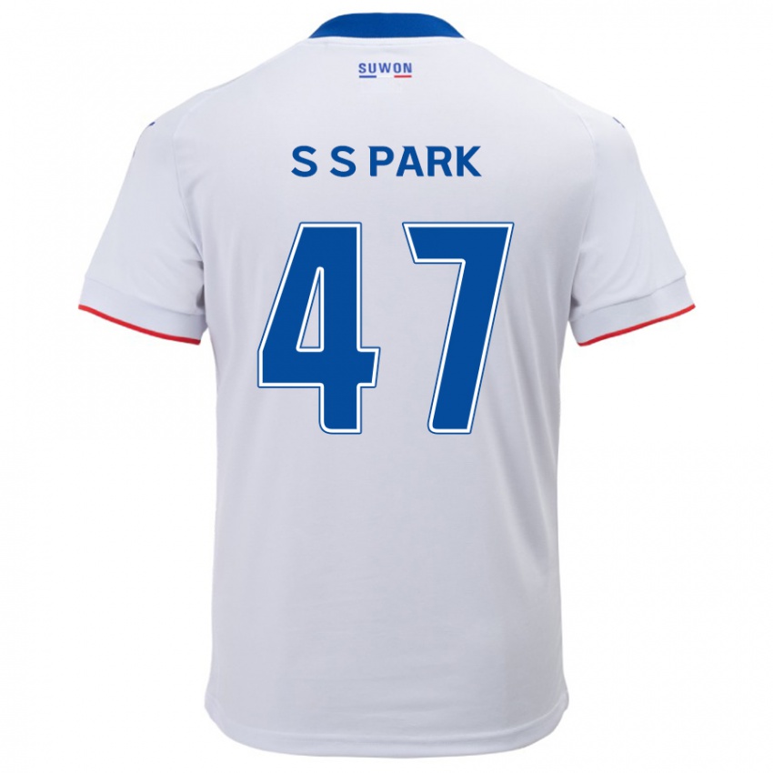 Niño Camiseta Seung-Soo Park #47 Blanco Azul 2ª Equipación 2024/25 La Camisa México