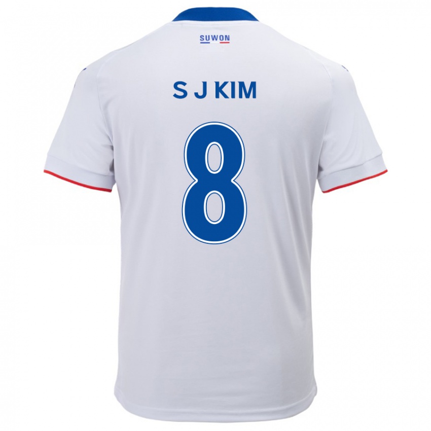 Niño Camiseta Ji-Sung Kim #8 Blanco Azul 2ª Equipación 2024/25 La Camisa México