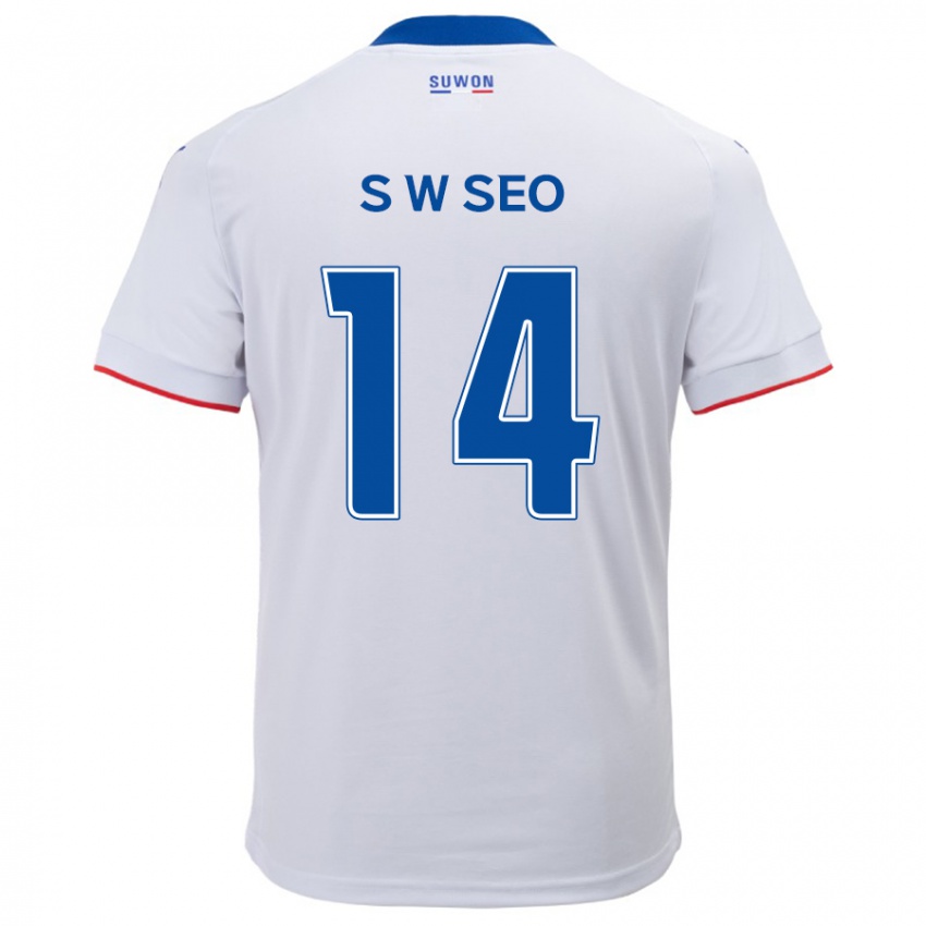 Niño Camiseta Woo-Seong Seo #14 Blanco Azul 2ª Equipación 2024/25 La Camisa México