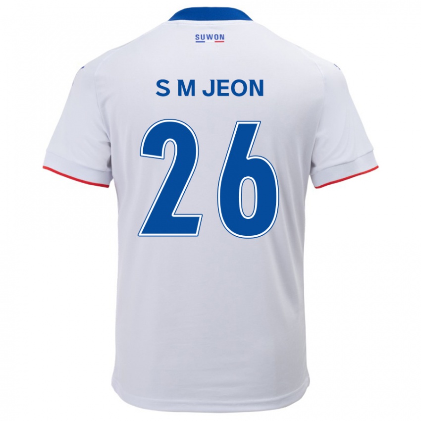 Niño Camiseta Min-Seung Jeon #26 Blanco Azul 2ª Equipación 2024/25 La Camisa México