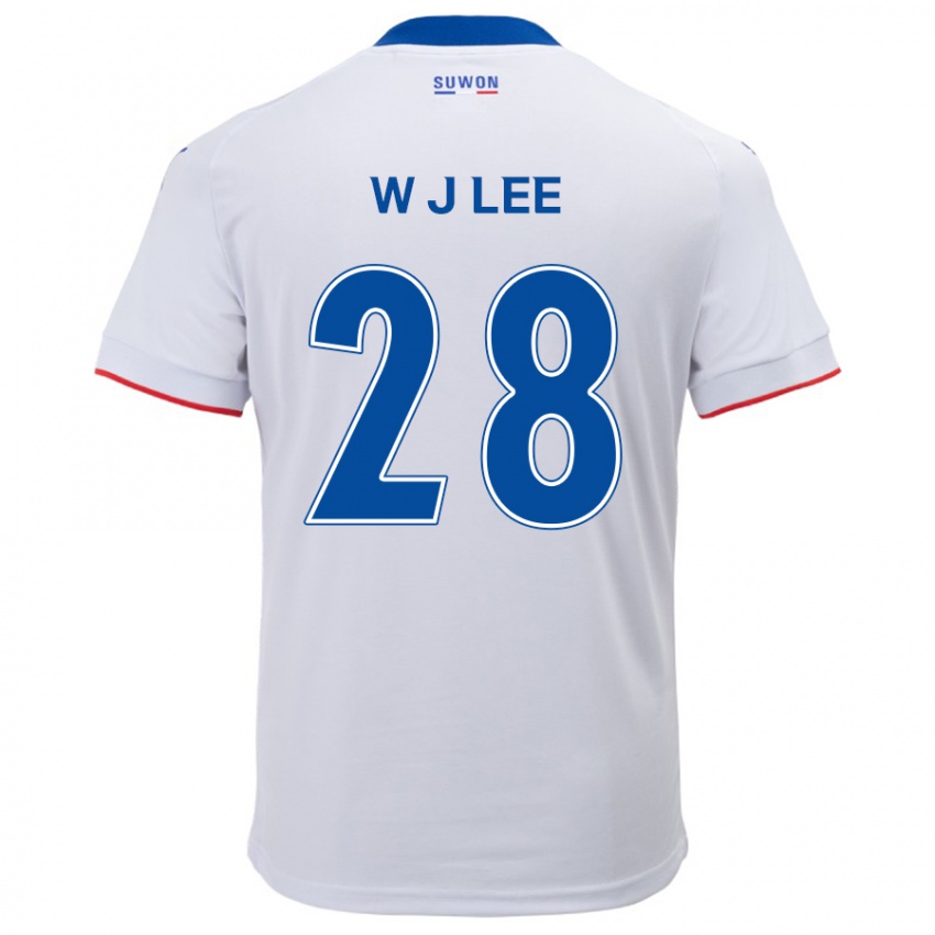 Niño Camiseta Jun-Woo Lee #28 Blanco Azul 2ª Equipación 2024/25 La Camisa México