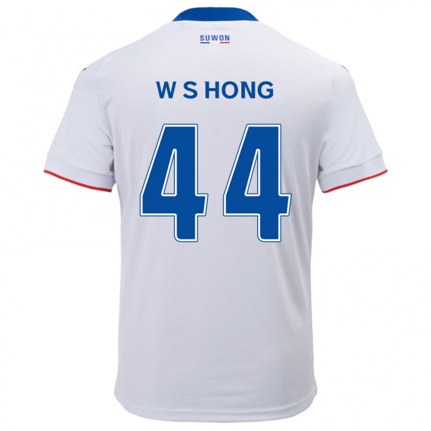 Niño Camiseta Sang-Won Hong #44 Blanco Azul 2ª Equipación 2024/25 La Camisa México