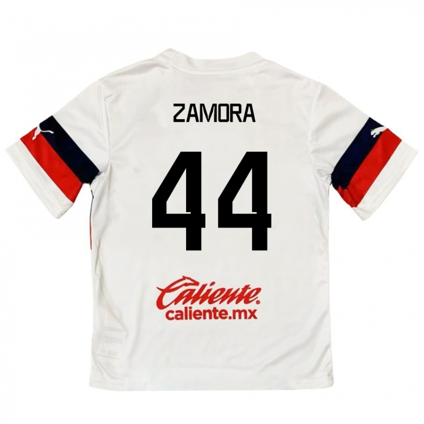 Niño Camiseta Saúl Zamora #44 Blanco Rojo 2ª Equipación 2024/25 La Camisa México