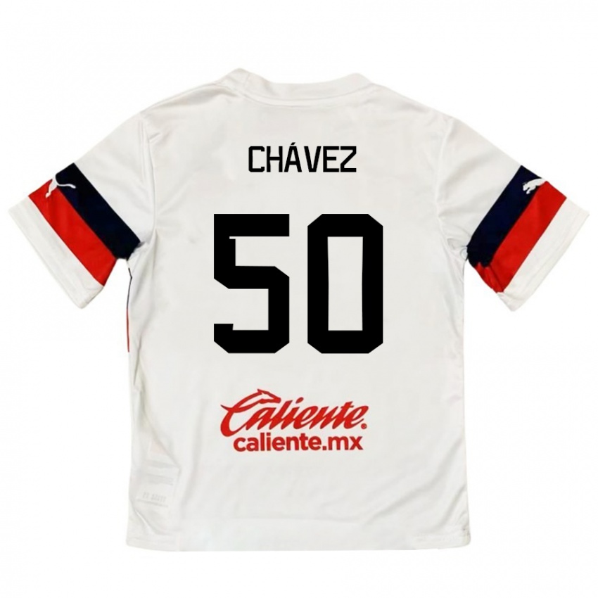 Niño Camiseta Mateo Chávez #50 Blanco Rojo 2ª Equipación 2024/25 La Camisa México