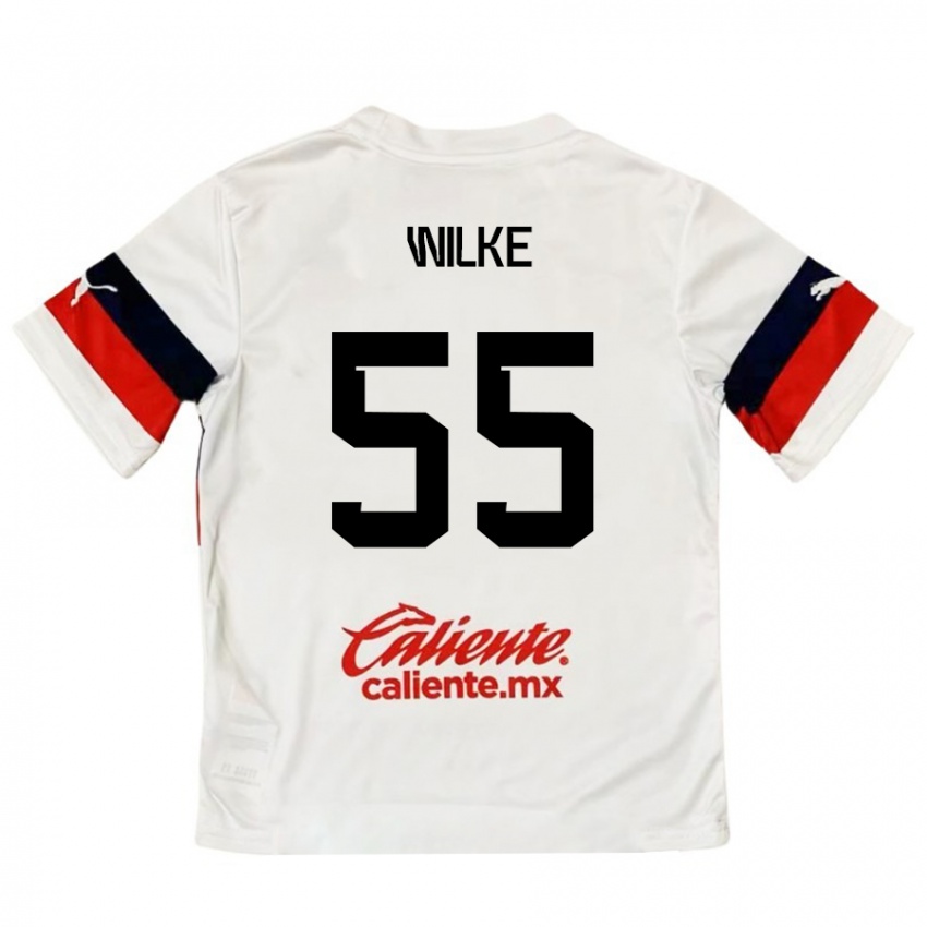 Niño Camiseta Teun Wilke #55 Blanco Rojo 2ª Equipación 2024/25 La Camisa México