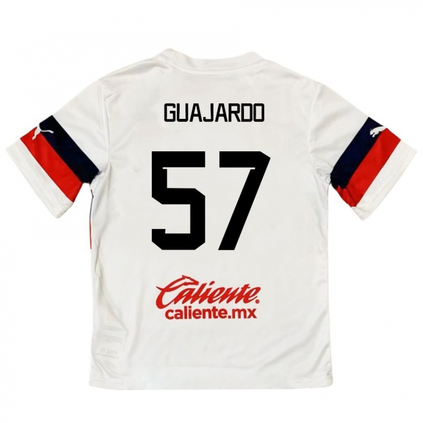 Niño Camiseta Dylan Guajardo #57 Blanco Rojo 2ª Equipación 2024/25 La Camisa México