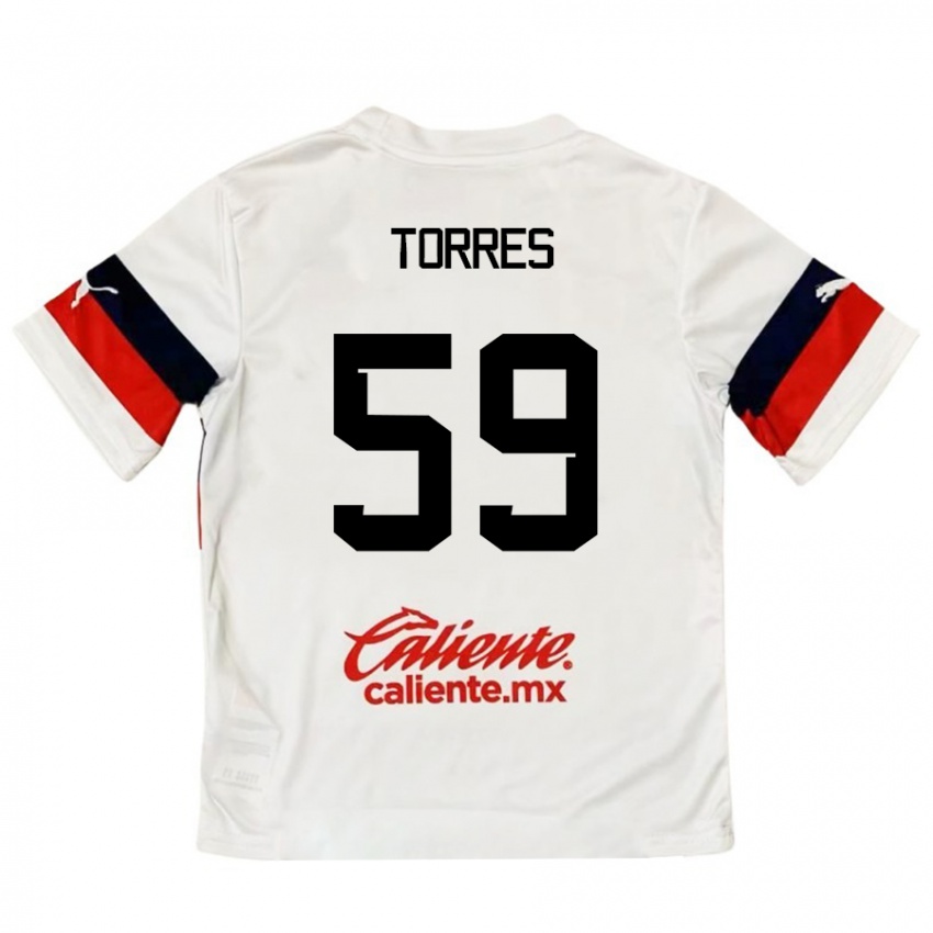 Niño Camiseta Christian Torres #59 Blanco Rojo 2ª Equipación 2024/25 La Camisa México