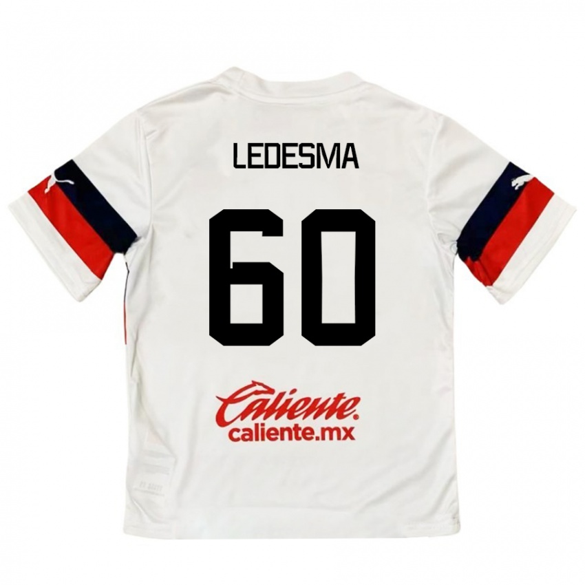 Niño Camiseta Luis Ledesma #60 Blanco Rojo 2ª Equipación 2024/25 La Camisa México