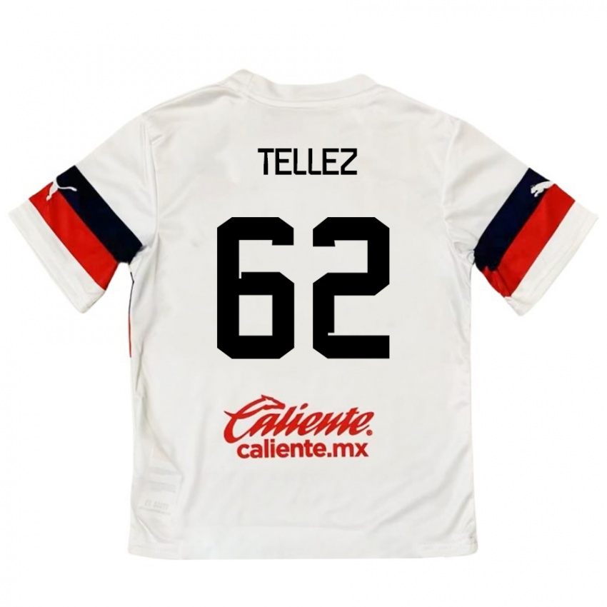 Niño Camiseta Brandon Téllez #62 Blanco Rojo 2ª Equipación 2024/25 La Camisa México