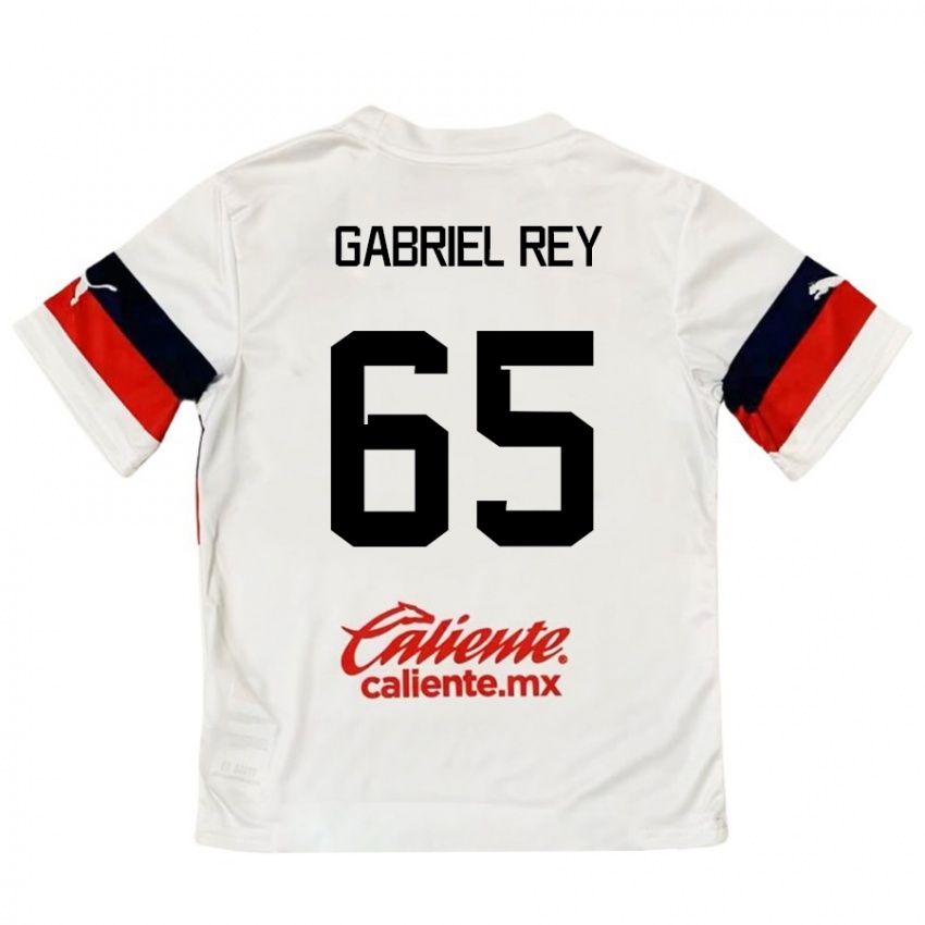 Niño Camiseta Luis Gabriel Rey #65 Blanco Rojo 2ª Equipación 2024/25 La Camisa México