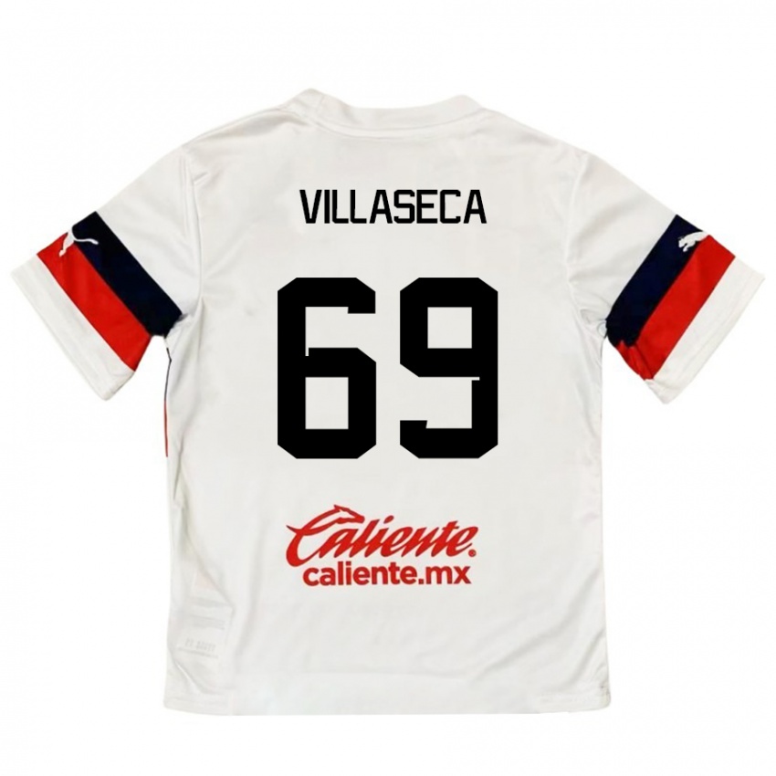 Niño Camiseta Daniel Villaseca #69 Blanco Rojo 2ª Equipación 2024/25 La Camisa México