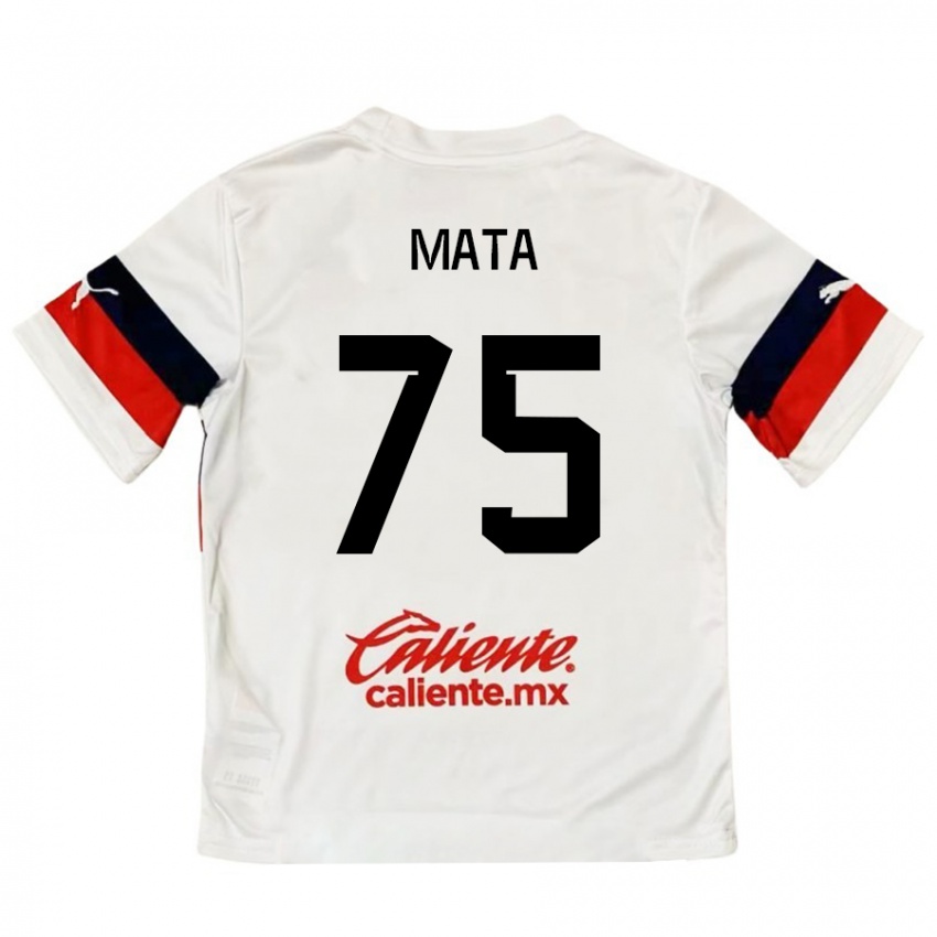 Niño Camiseta Hugo Mata #75 Blanco Rojo 2ª Equipación 2024/25 La Camisa México