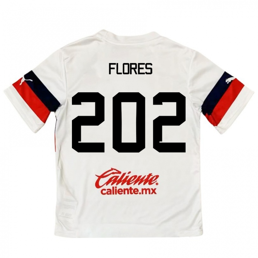 Niño Camiseta Daniel Flores #202 Blanco Rojo 2ª Equipación 2024/25 La Camisa México