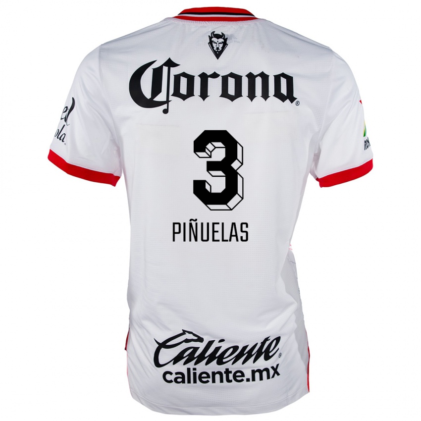 Niño Camiseta Fernando Piñuelas #3 Blanco Rojo 2ª Equipación 2024/25 La Camisa México