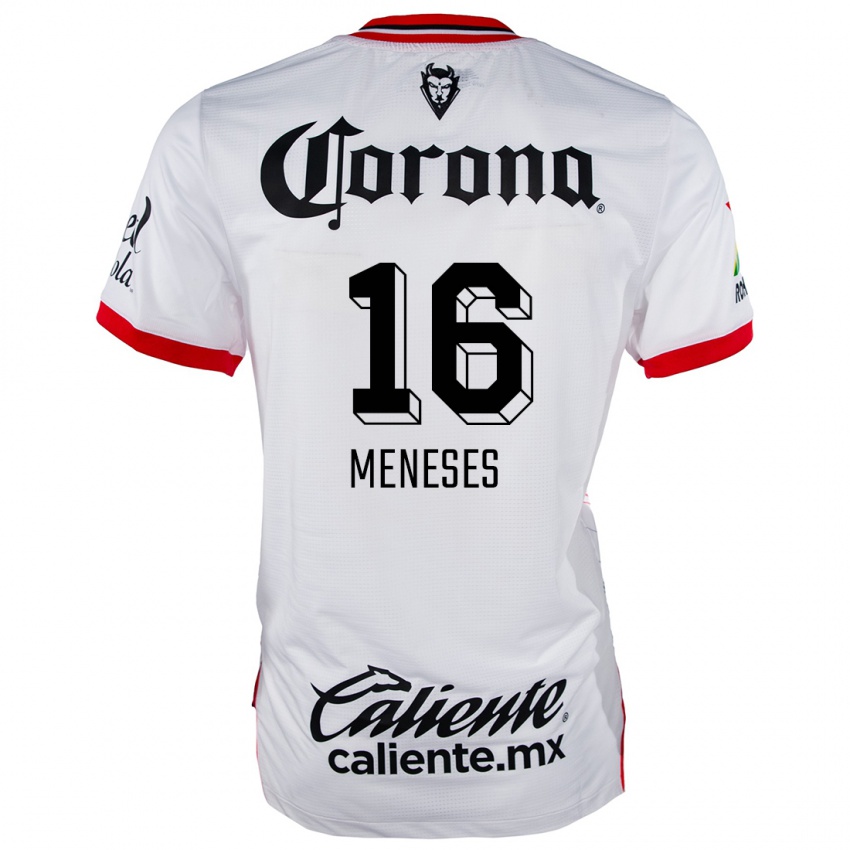 Niño Camiseta Jean Meneses #16 Blanco Rojo 2ª Equipación 2024/25 La Camisa México