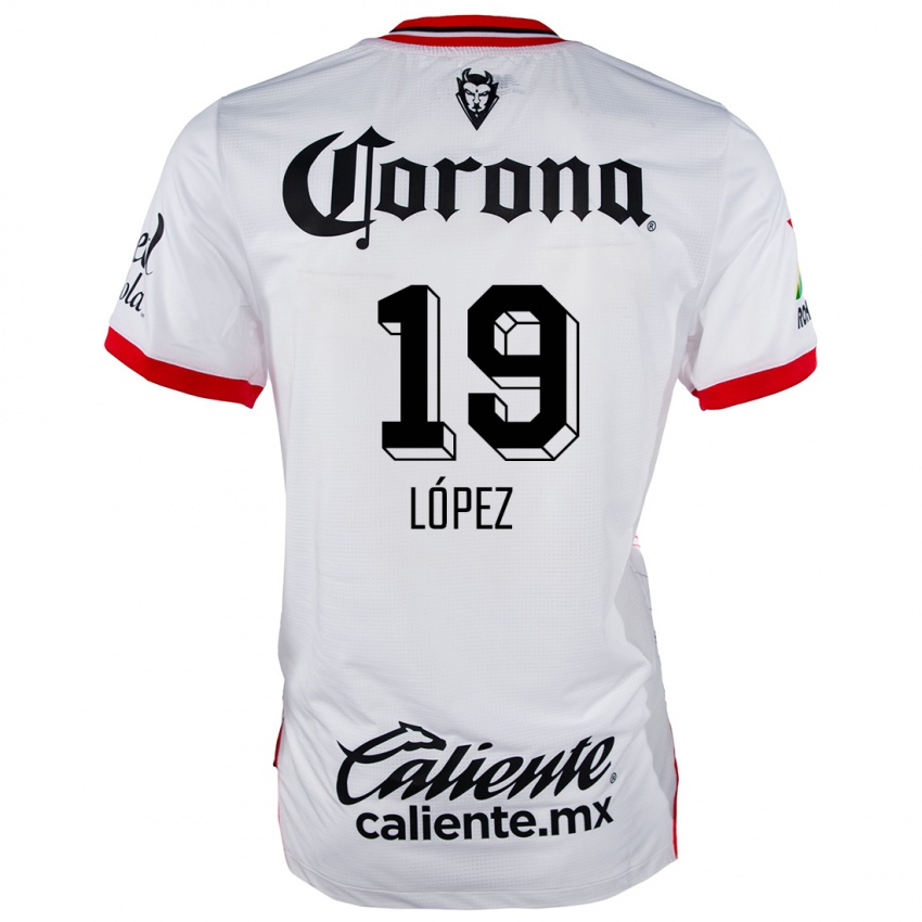 Niño Camiseta Iván López #19 Blanco Rojo 2ª Equipación 2024/25 La Camisa México