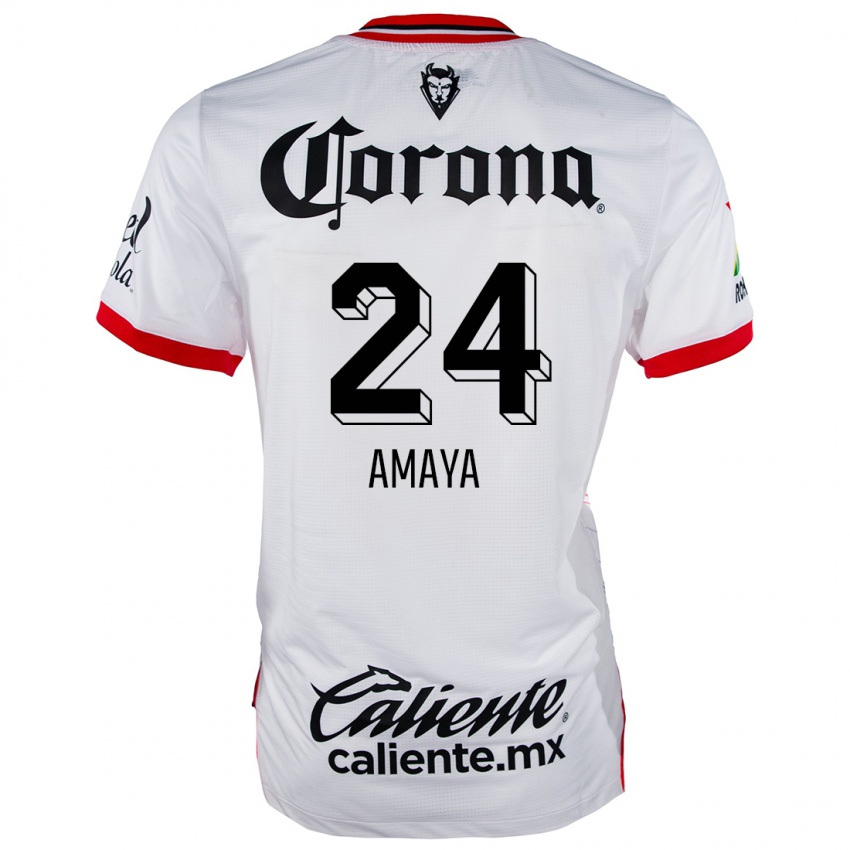 Niño Camiseta Frankie Amaya #24 Blanco Rojo 2ª Equipación 2024/25 La Camisa México