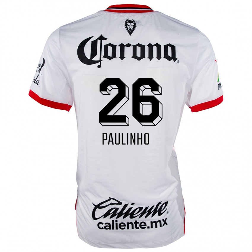 Niño Camiseta Paulinho #26 Blanco Rojo 2ª Equipación 2024/25 La Camisa México