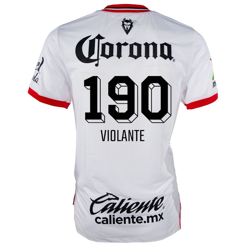 Niño Camiseta Isaías Violante #190 Blanco Rojo 2ª Equipación 2024/25 La Camisa México