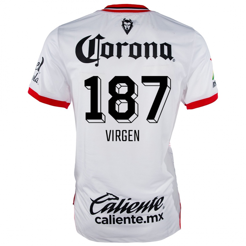 Niño Camiseta Oswaldo Virgen #187 Blanco Rojo 2ª Equipación 2024/25 La Camisa México