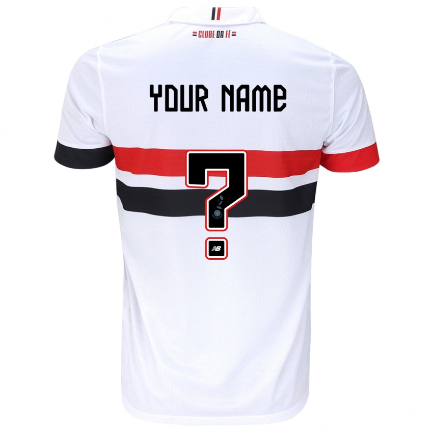 Hombre Camiseta Su Nombre #0 Blanco Rojo Negro 1ª Equipación 2024/25 La Camisa México