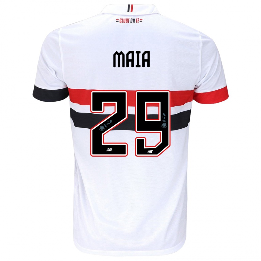 Hombre Camiseta Pablo Maia #29 Blanco Rojo Negro 1ª Equipación 2024/25 La Camisa México