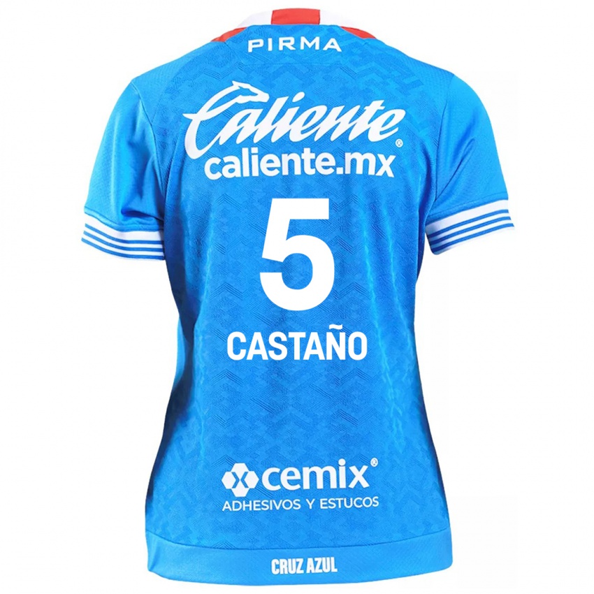 Hombre Camiseta Kevin Castaño #5 Cielo Azul 1ª Equipación 2024/25 La Camisa México