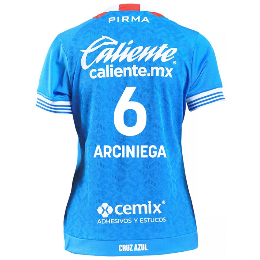 Hombre Camiseta Mirelle Arciniega #6 Cielo Azul 1ª Equipación 2024/25 La Camisa México