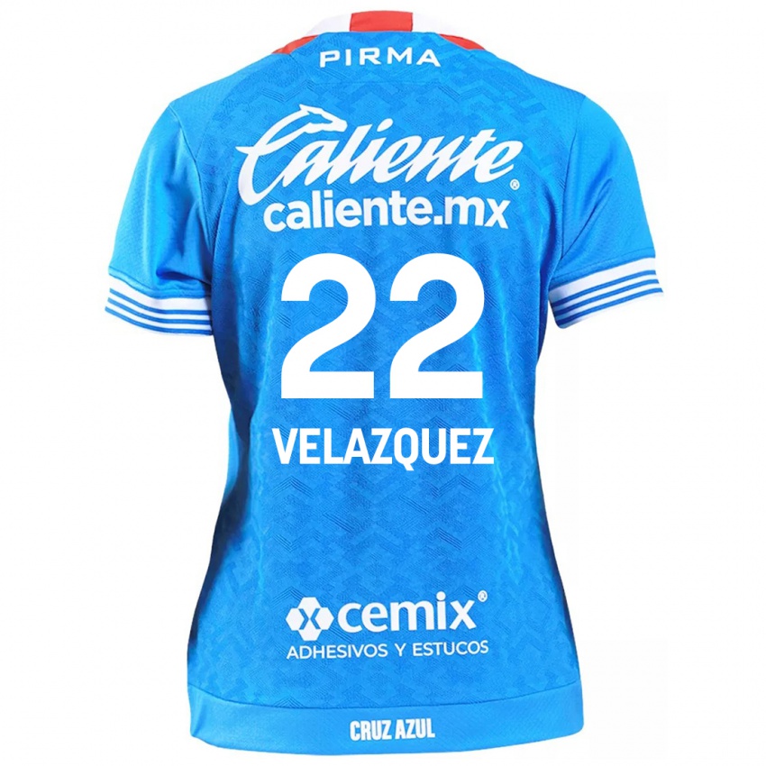 Hombre Camiseta Hireri Velazquez #22 Cielo Azul 1ª Equipación 2024/25 La Camisa México