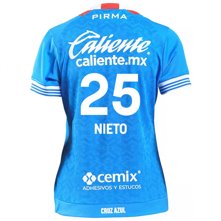 Hombre Camiseta Natsidieli Nieto #25 Cielo Azul 1ª Equipación 2024/25 La Camisa México