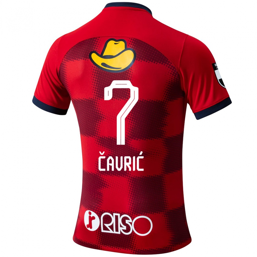 Hombre Camiseta Aleksandar Cavric #7 Rojo Azul Blanco 1ª Equipación 2024/25 La Camisa México