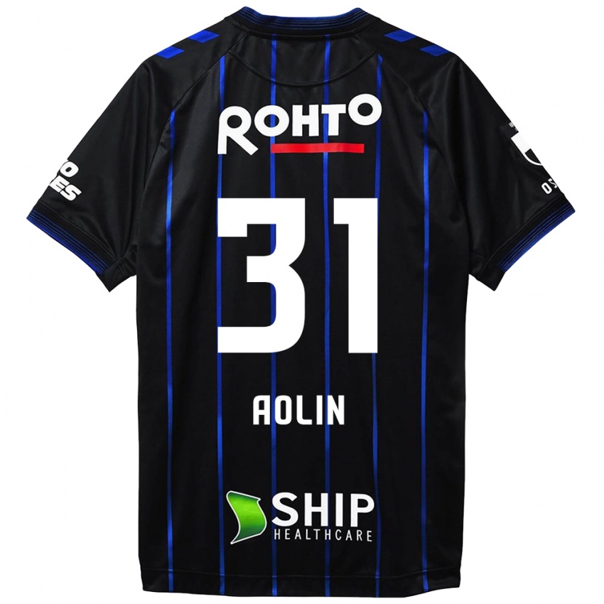 Hombre Camiseta Aolin Zhang #31 Azul Negro 1ª Equipación 2024/25 La Camisa México