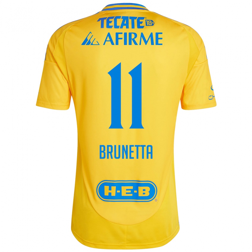 Hombre Camiseta Juan Brunetta #11 Oro Amarillo 1ª Equipación 2024/25 La Camisa México