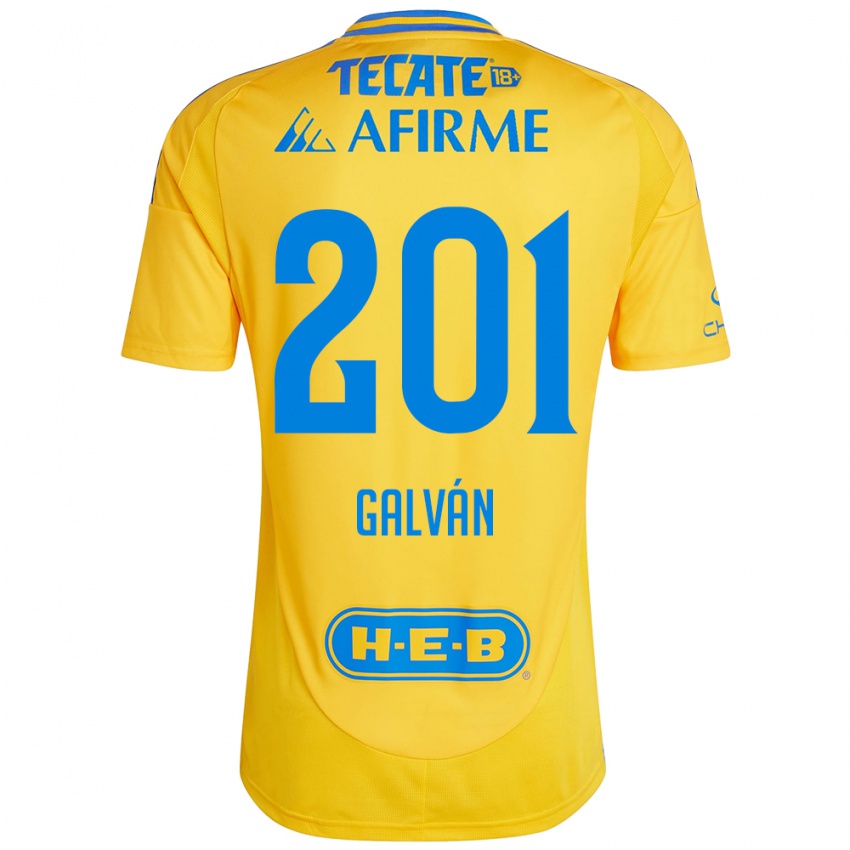 Hombre Camiseta Isac Galván #201 Oro Amarillo 1ª Equipación 2024/25 La Camisa México