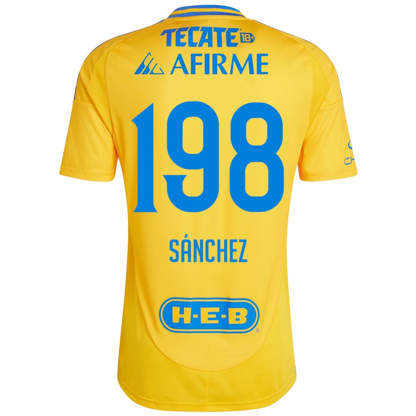 Hombre Camiseta Diego Sánchez #198 Oro Amarillo 1ª Equipación 2024/25 La Camisa México