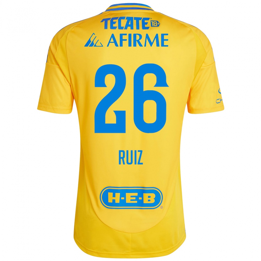 Hombre Camiseta Michel Ruiz #26 Oro Amarillo 1ª Equipación 2024/25 La Camisa México