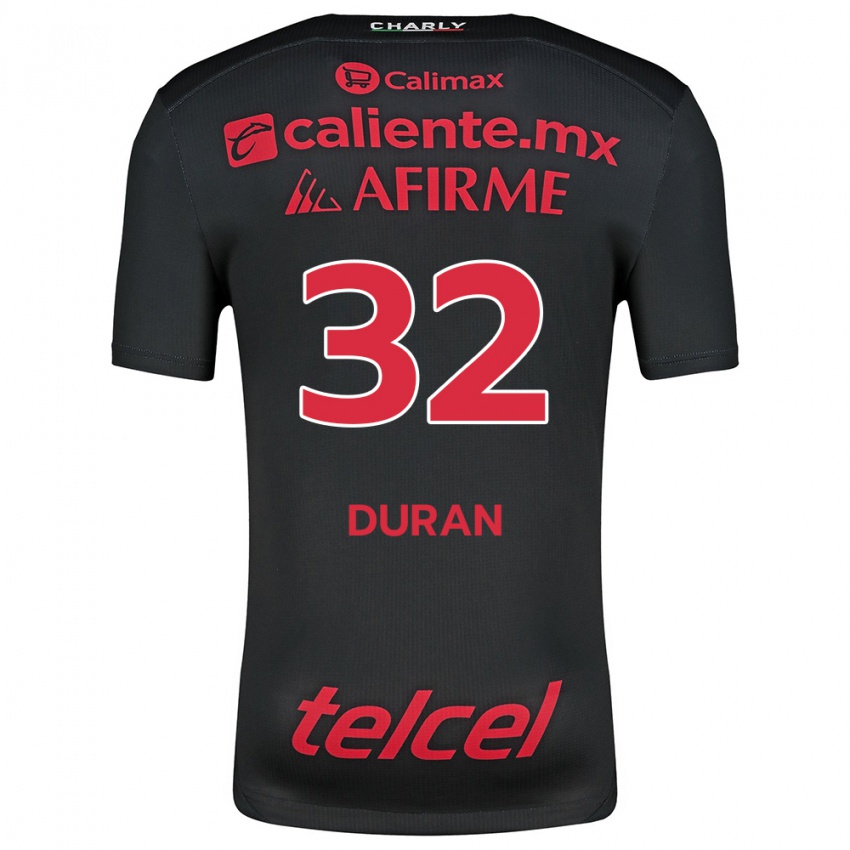 Hombre Camiseta Ailed Duran #32 Negro Rojo 1ª Equipación 2024/25 La Camisa México