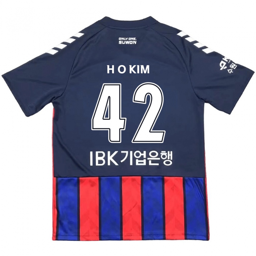 Hombre Camiseta One-Hyung Kim #42 Azul Rojo 1ª Equipación 2024/25 La Camisa México