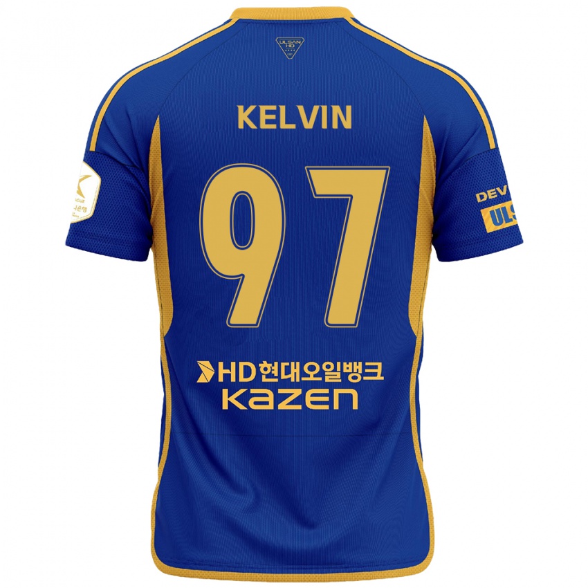 Hombre Camiseta Kelvin #97 Azul Amarillo 1ª Equipación 2024/25 La Camisa México