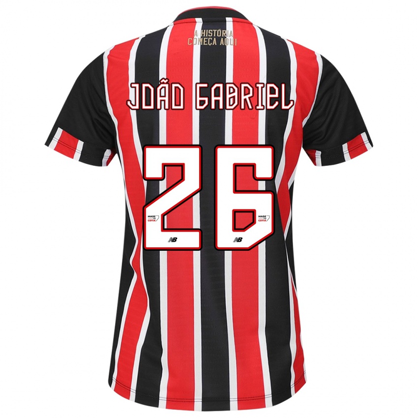 Hombre Camiseta João Gabriel #26 Negro Rojo Blanco 2ª Equipación 2024/25 La Camisa México