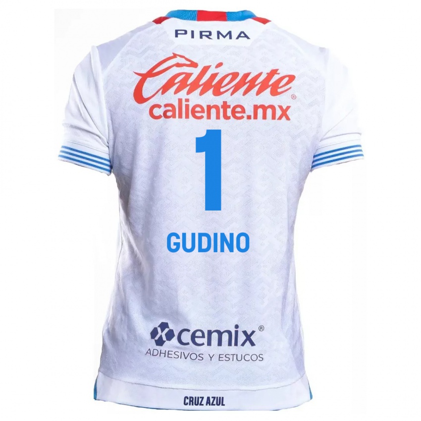 Hombre Camiseta Andres Gudino #1 Blanco Azul 2ª Equipación 2024/25 La Camisa México