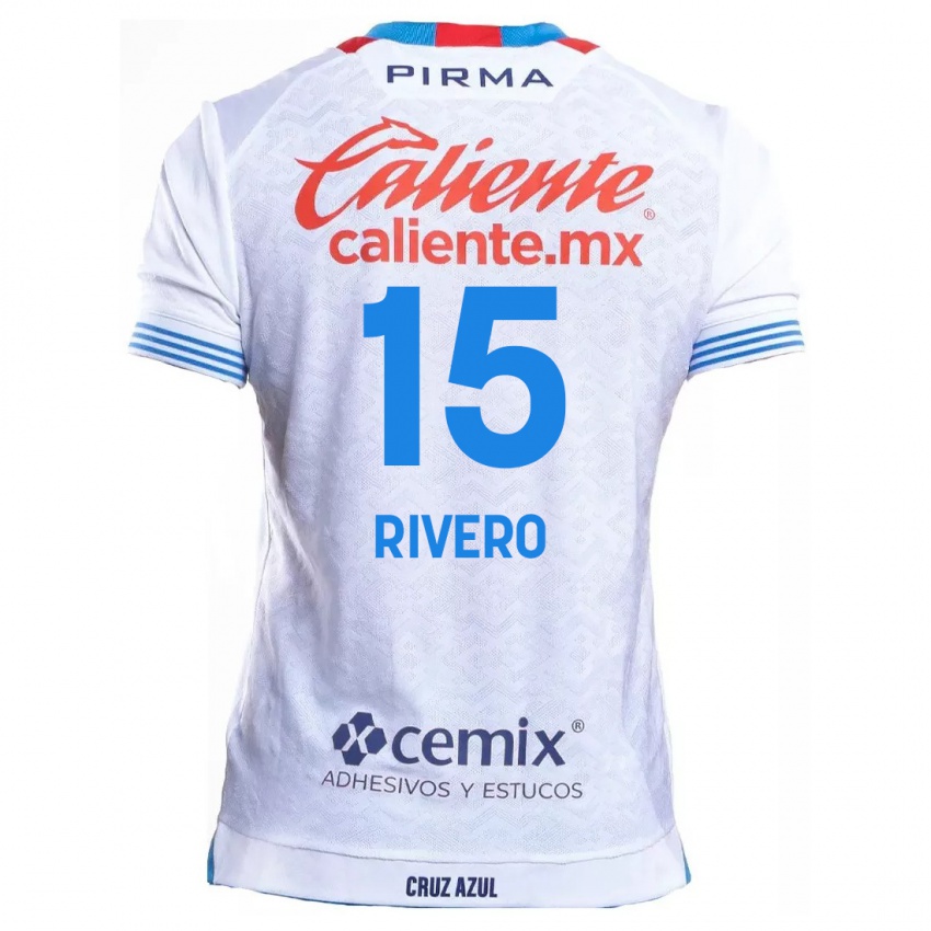 Hombre Camiseta Ignacio Rivero #15 Blanco Azul 2ª Equipación 2024/25 La Camisa México