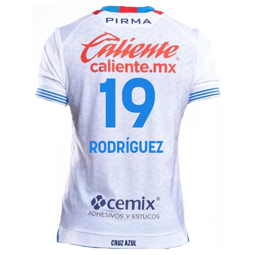 Hombre Camiseta Carlos Rodriguez #19 Blanco Azul 2ª Equipación 2024/25 La Camisa México