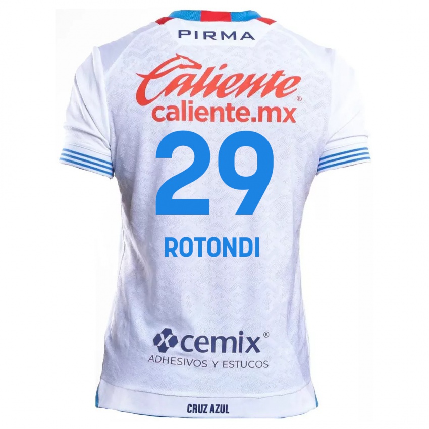 Hombre Camiseta Carlos Rotondi #29 Blanco Azul 2ª Equipación 2024/25 La Camisa México