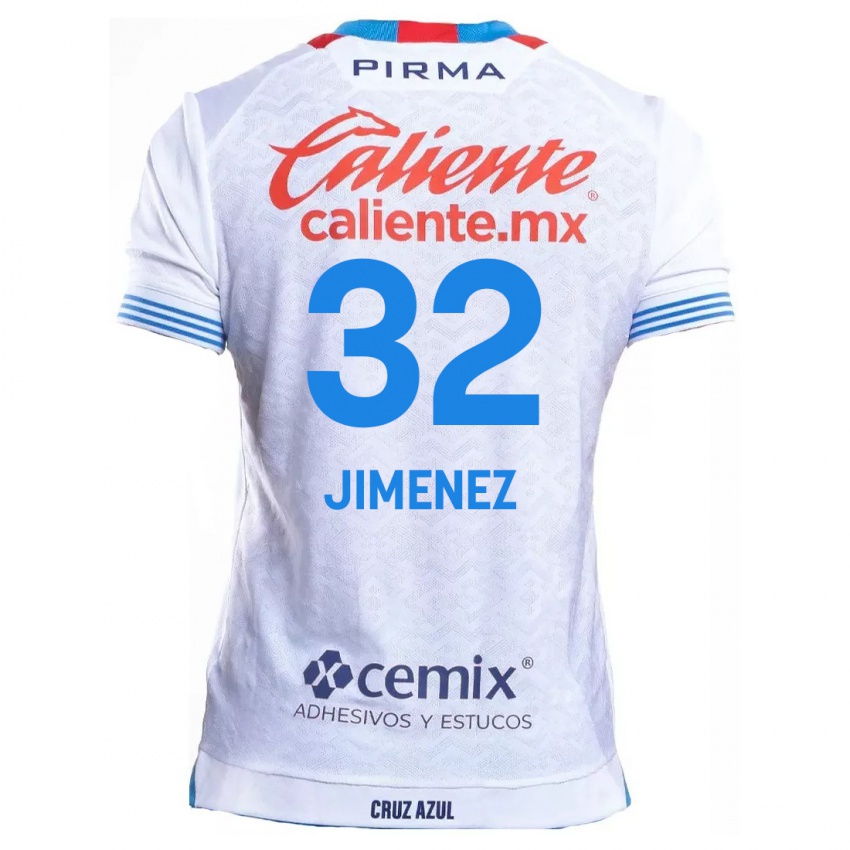 Hombre Camiseta Cristian Jimenez #32 Blanco Azul 2ª Equipación 2024/25 La Camisa México