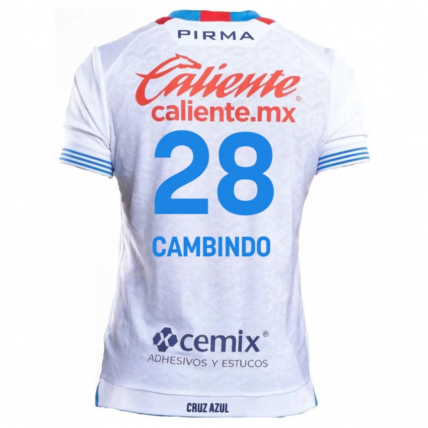 Hombre Camiseta Diber Cambindo #28 Blanco Azul 2ª Equipación 2024/25 La Camisa México