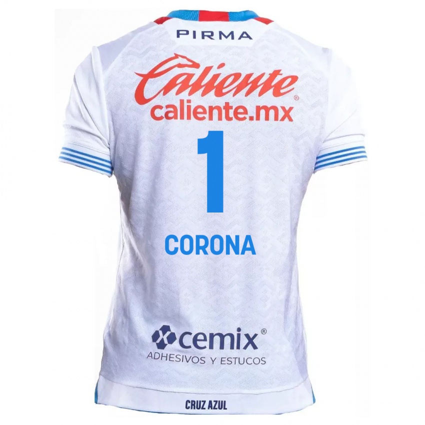 Hombre Camiseta Jose De Jesus Corona #1 Blanco Azul 2ª Equipación 2024/25 La Camisa México